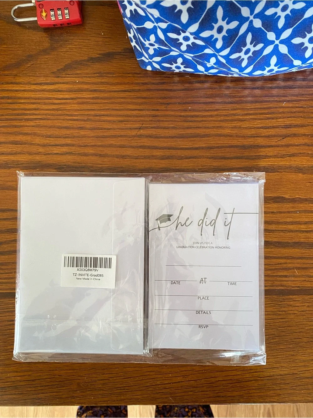 Graduation Party Invitation Cards in White with Black Text